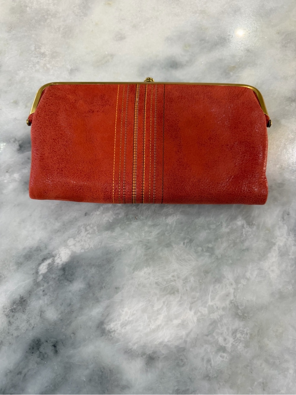 NWT HOBO International Chili Leather Double Frame Clutch Wallet